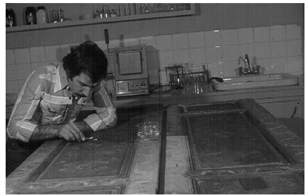 Fig 3. Restpration workshop during 1970s picturing Mr. Akbar Andalib.
