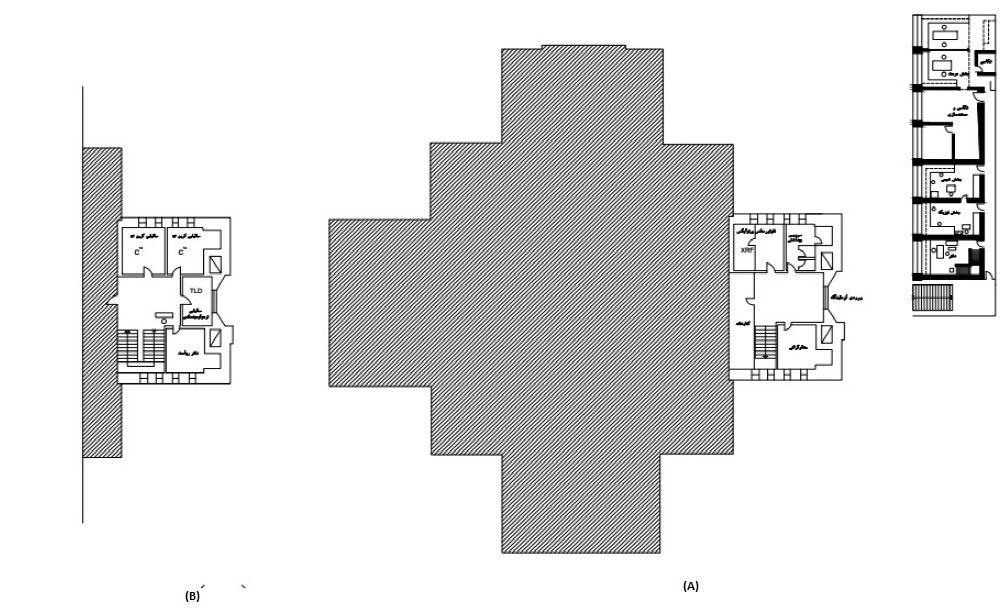 Fig 6. Facilities and departments of central research laboratory for Conservation and Restoration of historico-cultural property (1991-1996); (a) old laboratory and workshop with basement at northern corner of building of Museum of Islamic Period (b) first floor at northern corner of building of Museum of Islamic Period.